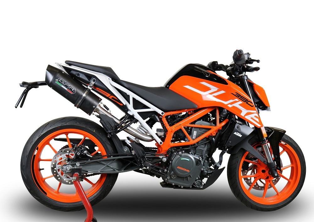 GPR exhaust compatible with  Ktm 250 Duke  2017-2020, Furore Evo4 Nero, Slip-on exhaust including link pipe and removable db killer 