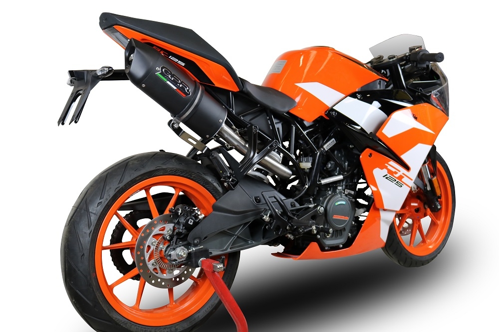 GPR exhaust compatible with  Ktm RC 125 2017-2020, Furore Evo4 Nero, Slip-on exhaust including link pipe and removable db killer 