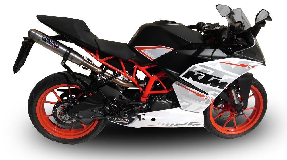 GPR exhaust compatible with  Ktm RC 390 2015-2016, Deeptone Inox, Slip-on exhaust including removable db killer and link pipe 