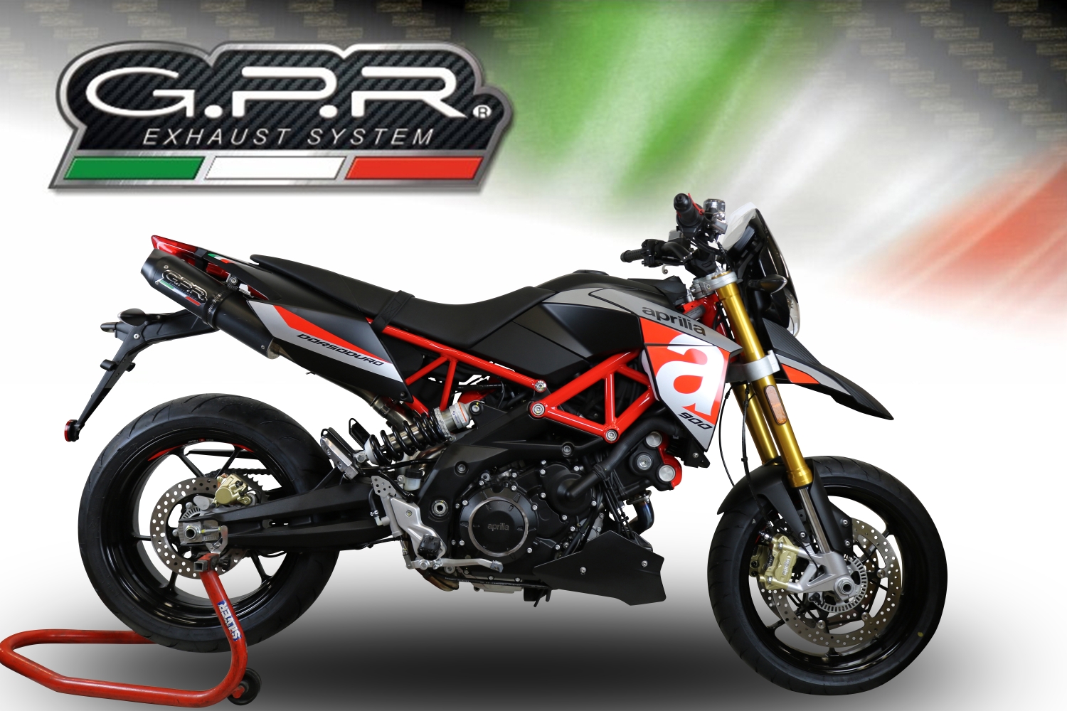 GPR exhaust compatible with  Aprilia Dorsoduro 750  2008-2016, Furore Nero, Dual slip-on exhausts including link pipes 