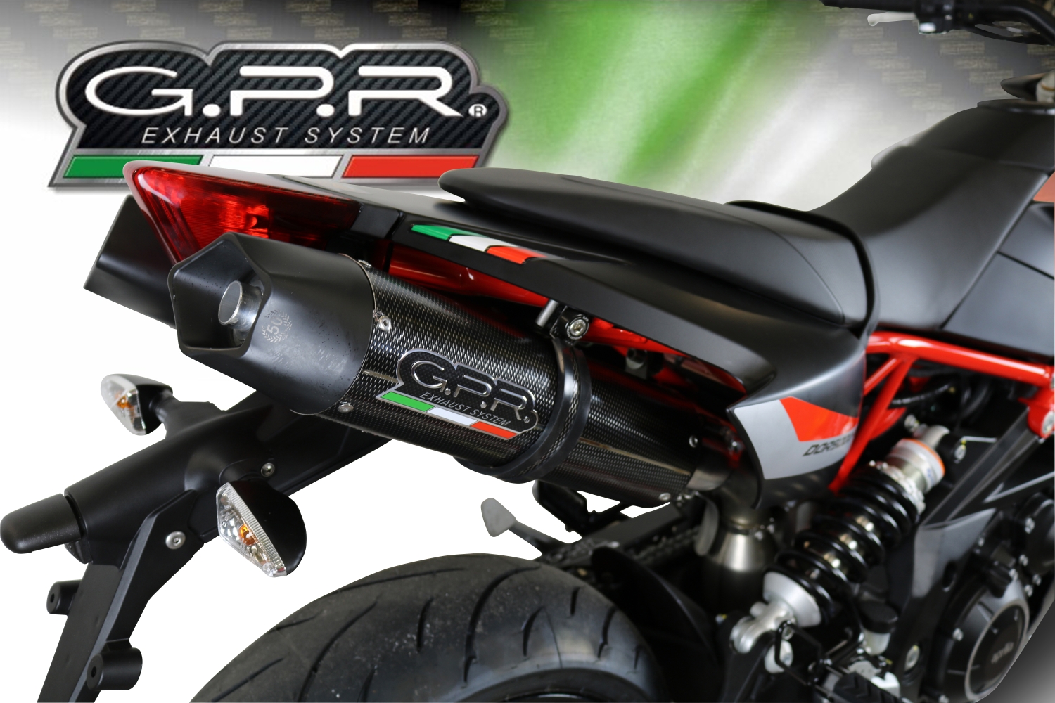 GPR exhaust compatible with  Aprilia Dorsoduro 750  2008-2016, Gpe Ann. Poppy, Dual slip-on including removable db killers and link pipes 