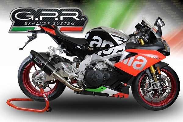 GPR exhaust compatible with  Aprilia Rsv4 1100 Racing Factory 2019-2020, Furore Nero, Slip-on exhaust including link pipe 