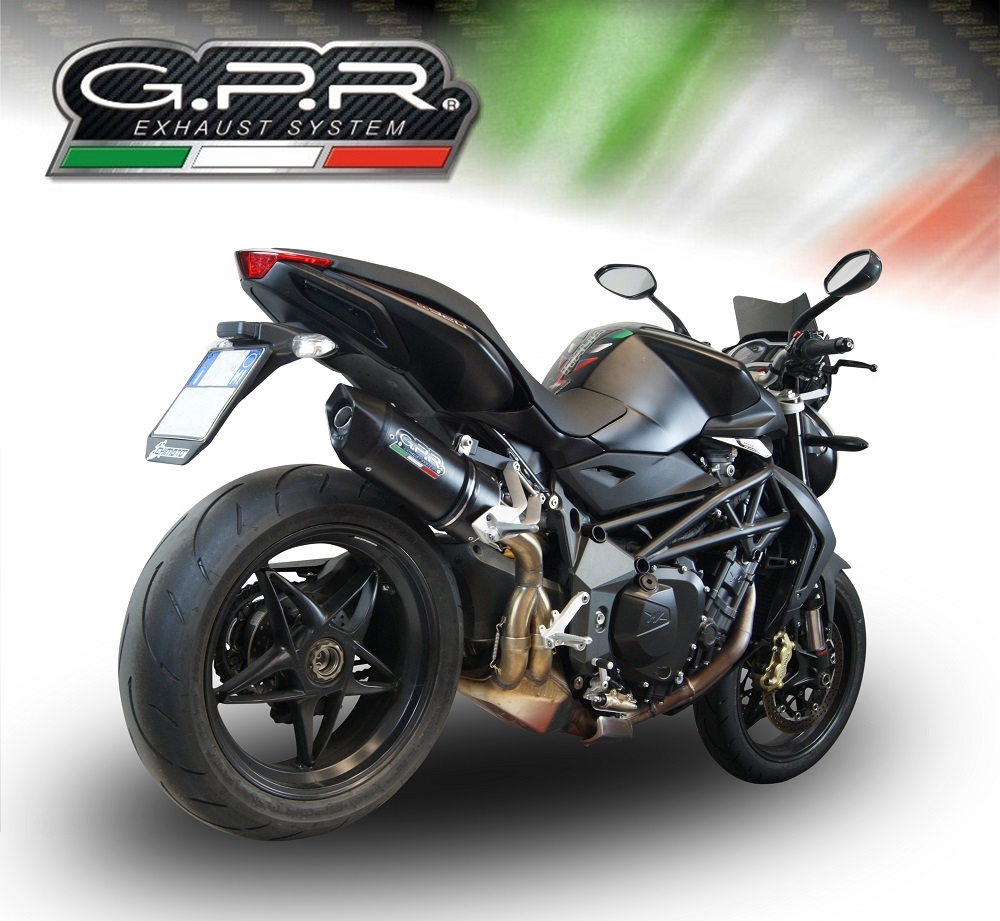 GPR exhaust compatible with  Mv Agusta Brutale 920  2010-2011, Furore Nero, Slip-on exhaust including removable db killer and link pipe 