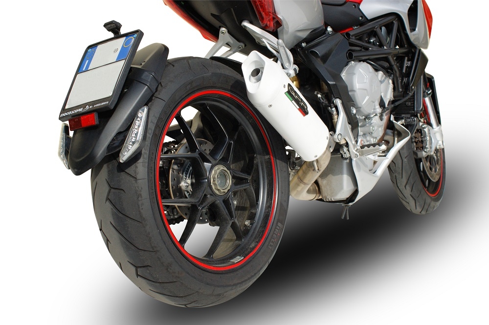 GPR exhaust compatible with  Mv Agusta Rivale / Stradale 800 2014-2016, Albus Ceramic, Slip-on exhaust including removable db killer and link pipe 