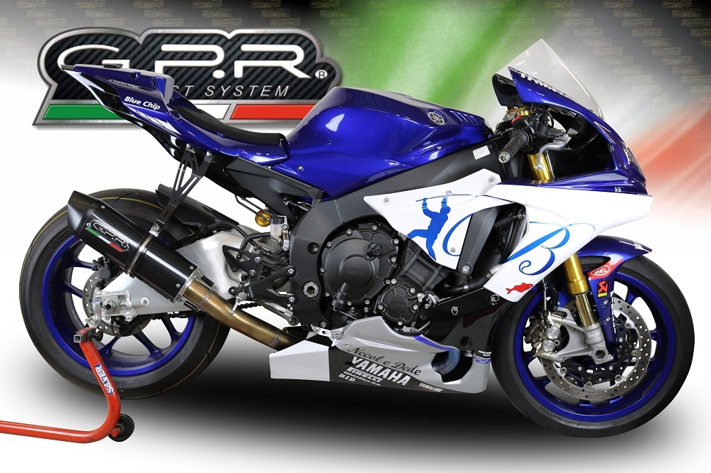 GPR exhaust compatible with  Yamaha R1 2015-2016, Furore Nero, Slip-on exhaust including link pipe 