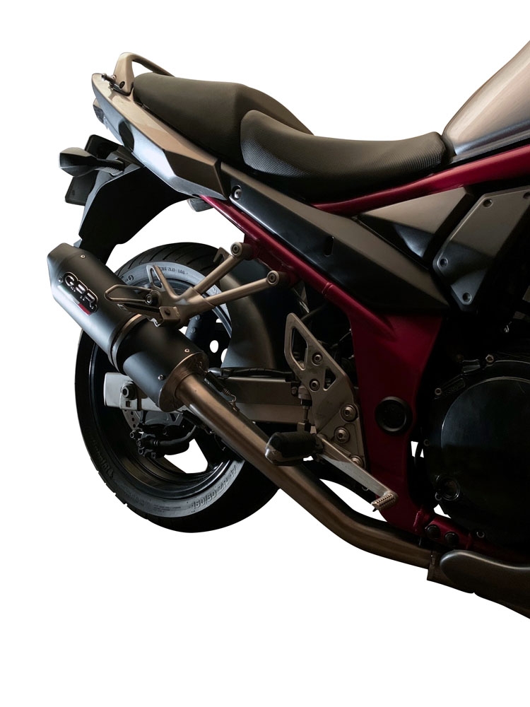 GPR exhaust compatible with  Suzuki Gsx750F 1998-2004, Furore Nero, Slip-on exhaust including removable db killer and link pipe 