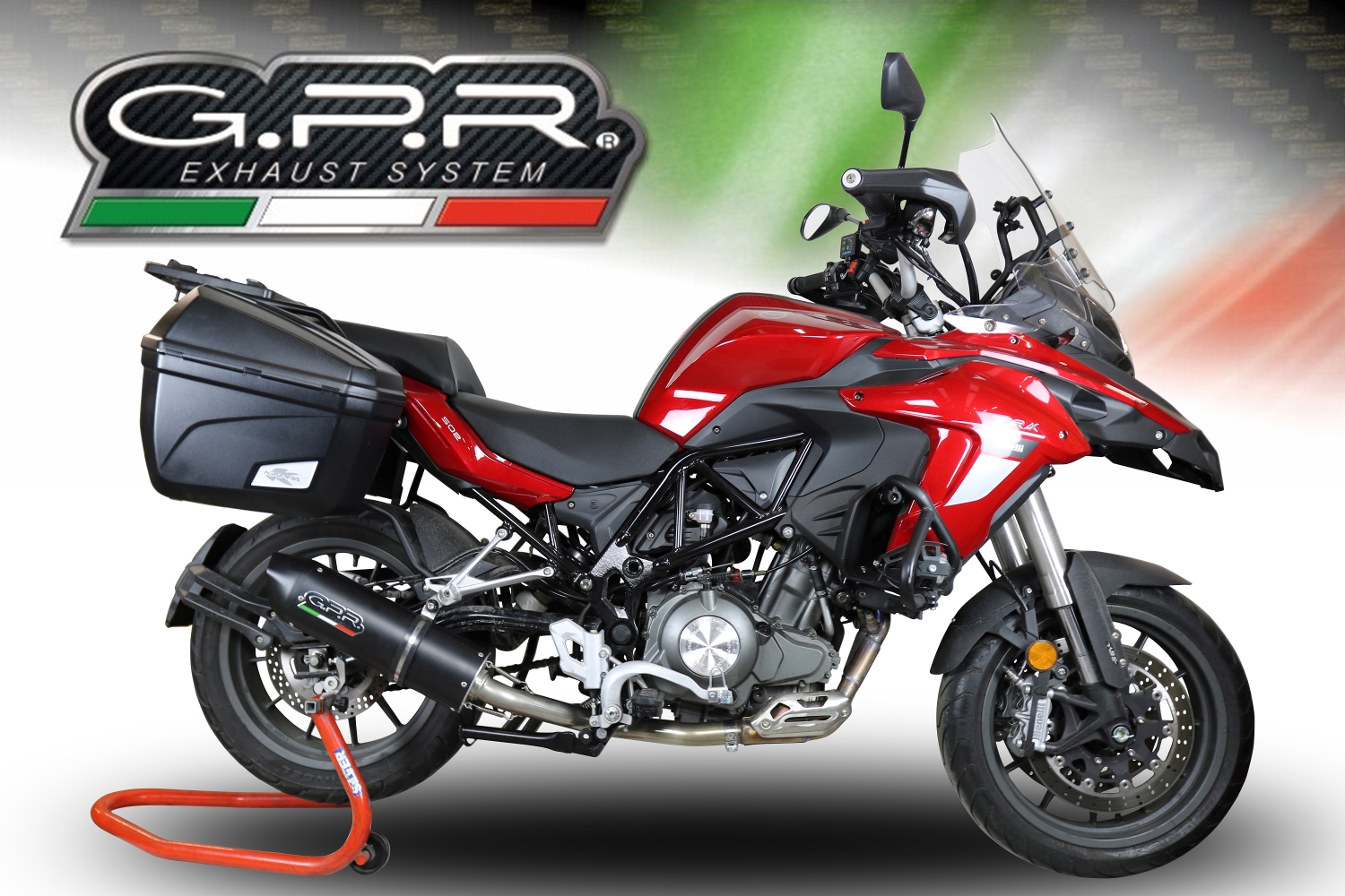 GPR exhaust compatible with  Benelli Trk 502 2017-2020, Furore Evo4 Poppy, Slip-on exhaust including link pipe and removable db killer 