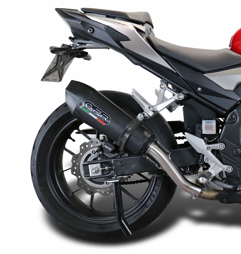 GPR exhaust compatible with  Honda CB400X 2019-2024, GP Evo4 Black Titanium, Slip-on exhaust including removable db killer and link pipe 