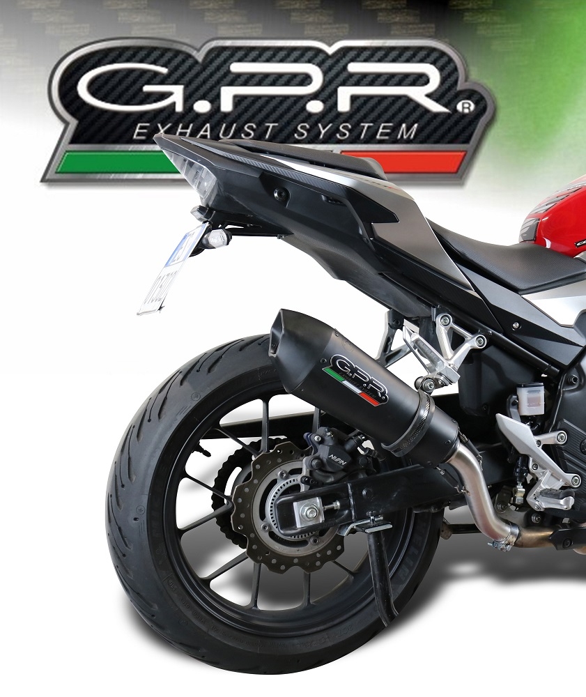 GPR exhaust compatible with  Honda CB500X 2019-2024, GP Evo4 Black Titanium, Slip-on exhaust including removable db killer and link pipe 