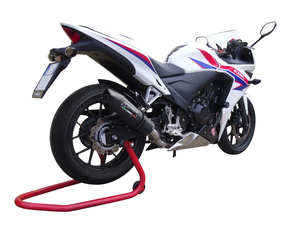 GPR exhaust compatible with  Honda CBR500R 2023-2024, GP Evo4 Black Titanium, Slip-on exhaust including removable db killer and link pipe 