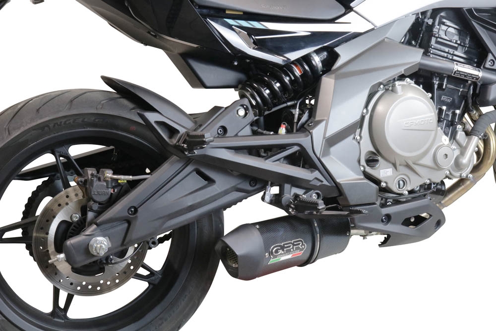 GPR exhaust compatible with  Cf Moto 650 Mt 2019-2020, Furore Poppy, Slip-on exhaust including link pipe and removable db killer 