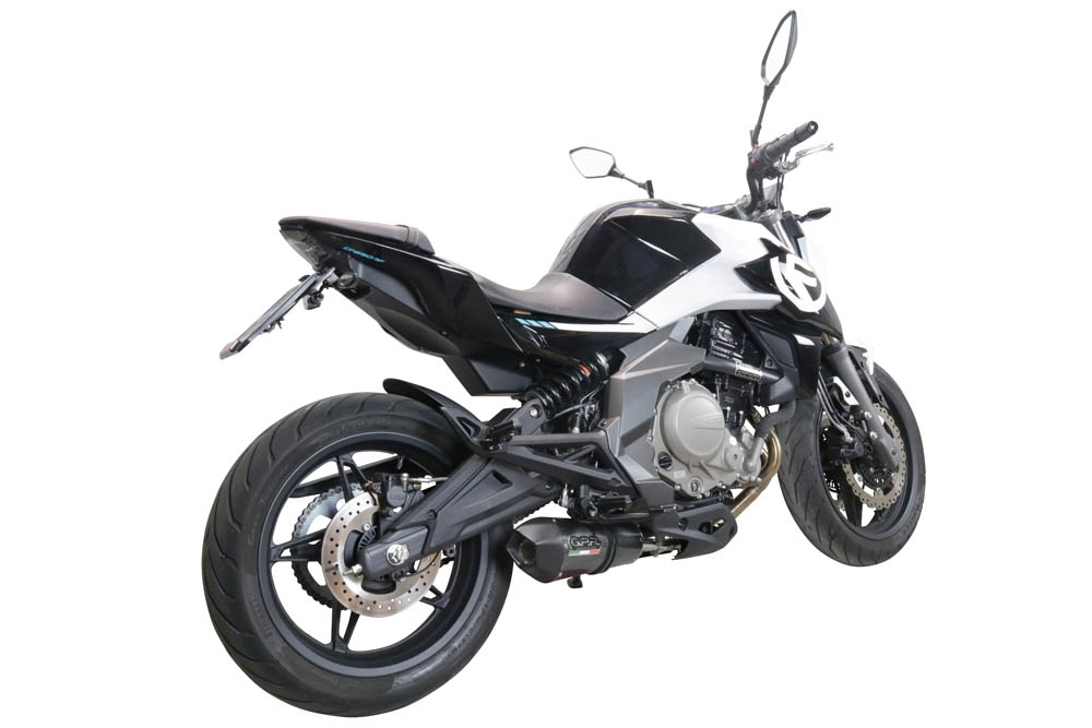 GPR exhaust compatible with  Cf Moto 650 Mt 2019-2020, Gpe Ann. Poppy, Slip-on exhaust including link pipe and removable db killer 