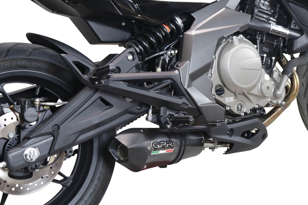 GPR exhaust compatible with  Cf Moto 650 Mt 2019-2020, Gpe Ann. Poppy, Slip-on exhaust including link pipe and removable db killer 