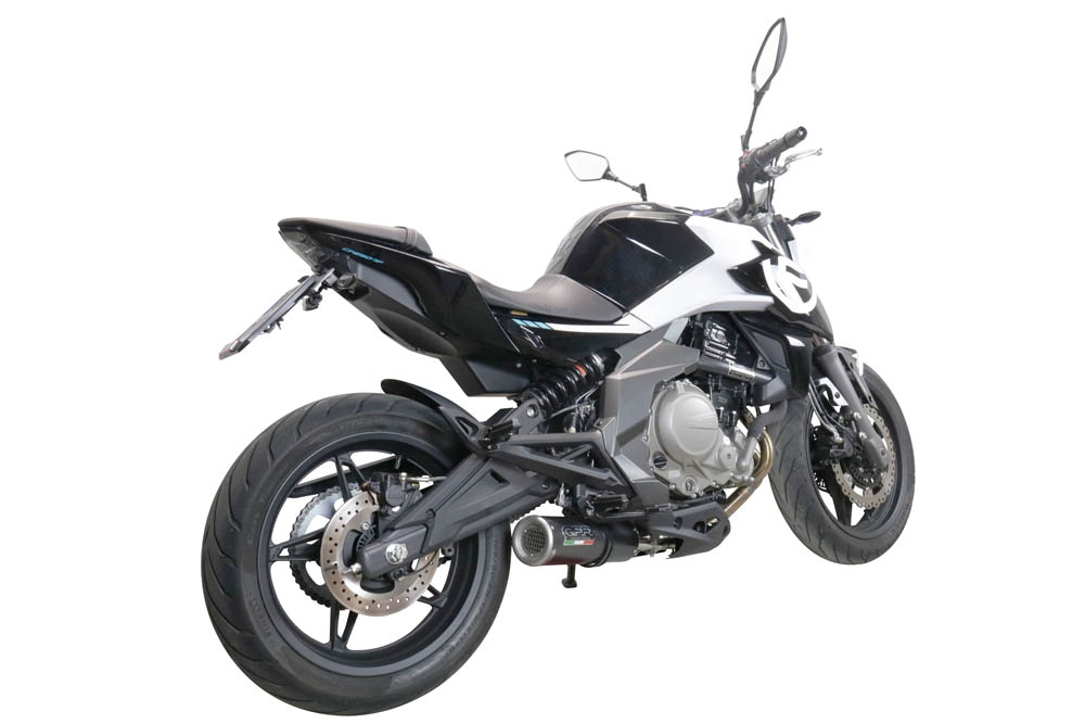 GPR exhaust compatible with  Cf Moto 400 NK 2019-2020, M3 Black Titanium, Slip-on exhaust including link pipe and removable db killer 