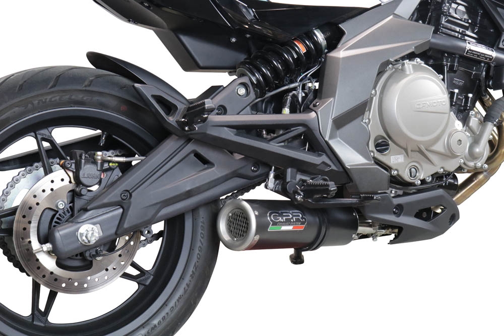 GPR exhaust compatible with  Cf Moto 400 NK 2019-2020, M3 Black Titanium, Slip-on exhaust including link pipe and removable db killer 