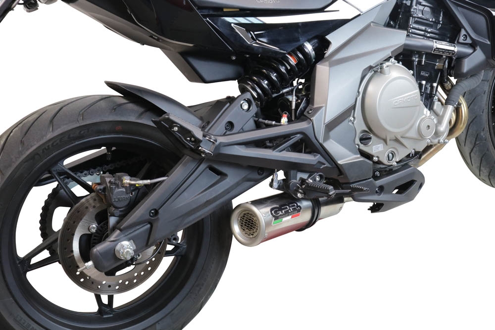 GPR exhaust compatible with  Cf Moto 700 Mt 2023-2024, M3 Inox , Slip-on exhaust including link pipe and removable db killer 