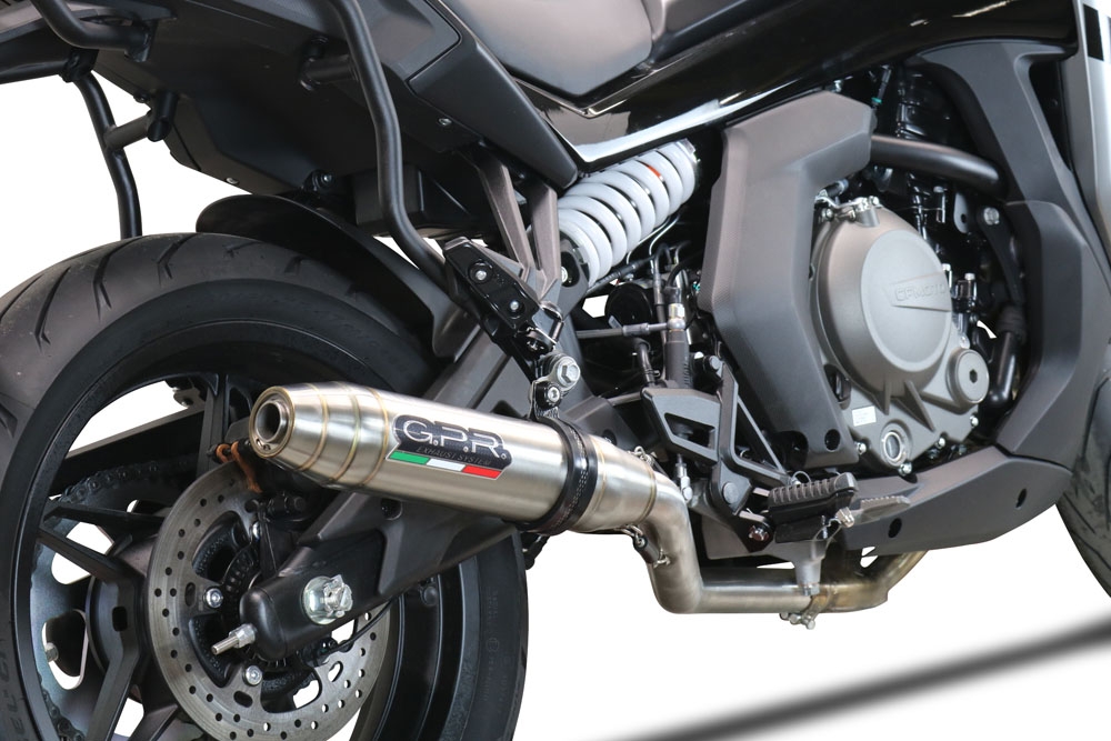 GPR exhaust compatible with  Cf Moto 650 Gt 2022-2024, Deeptone Inox, Slip-on exhaust including link pipe and removable db killer 