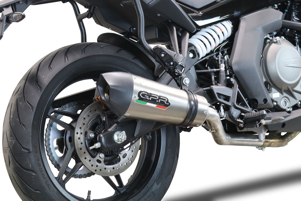 GPR exhaust compatible with  Cf Moto 650 Gt 2022-2024, Gpe Ann. Titanium, Slip-on exhaust including link pipe and removable db killer 