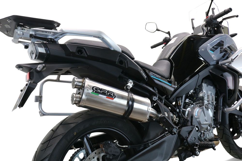 GPR exhaust compatible with  Cf Moto 800 Mt Touring 2022-2024, Dual Inox, Slip-on exhaust including removable db killer and link pipe 