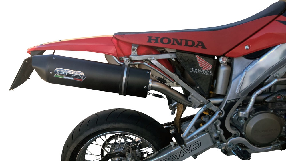 GPR exhaust compatible with  Honda CRF450R/RX 2006-2008, Furore Nero, Slip-on exhaust including removable db killer and link pipe 