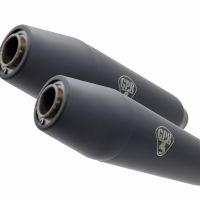 GPR exhaust compatible with  Moto Guzzi V 50 1977-1987, Deeptone Black Cafè Racer, Dual universal silencer kit, including db killer, without link pipes 