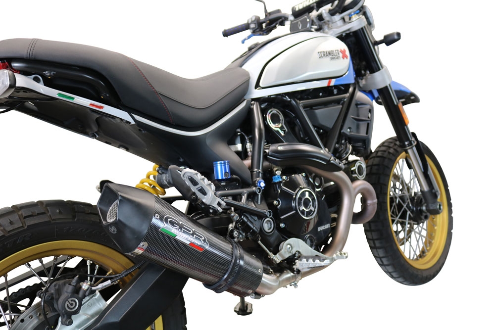 GPR exhaust compatible with  Ducati Scrambler 803 2021-2024, Gpe Ann. Poppy, Slip-on exhaust including link pipe and removable db killer 