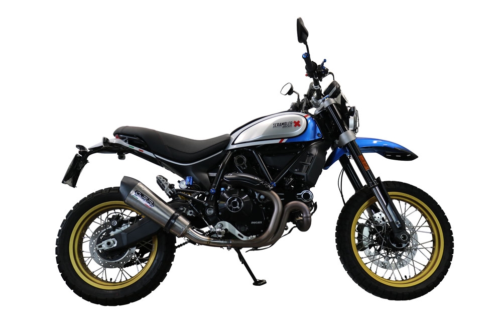 GPR exhaust compatible with  Ducati Scrambler 803 2021-2022, Gpe Ann. Titanium, Slip-on exhaust including link pipe and removable db killer 