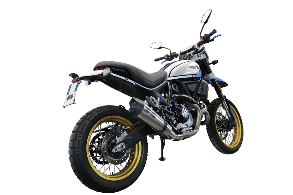 GPR exhaust compatible with  Ducati Scrambler 803 2021-2022, Gpe Ann. Titanium, Slip-on exhaust including link pipe and removable db killer 