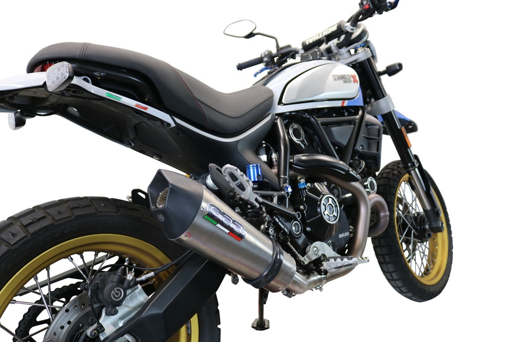 GPR exhaust compatible with  Ducati Scrambler 803 2021-2023, Gpe Ann. Titanium, Slip-on exhaust including link pipe and removable db killer 