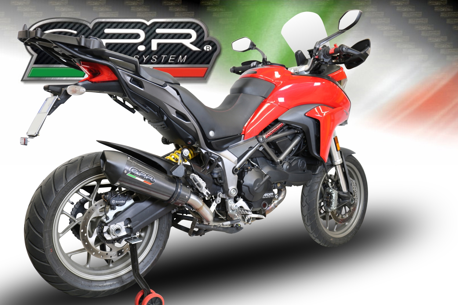 GPR exhaust compatible with  Ducati Multistrada 950 2017-2020, Gpe Ann. Poppy, Mid-Full system exhaust including removable db killer 