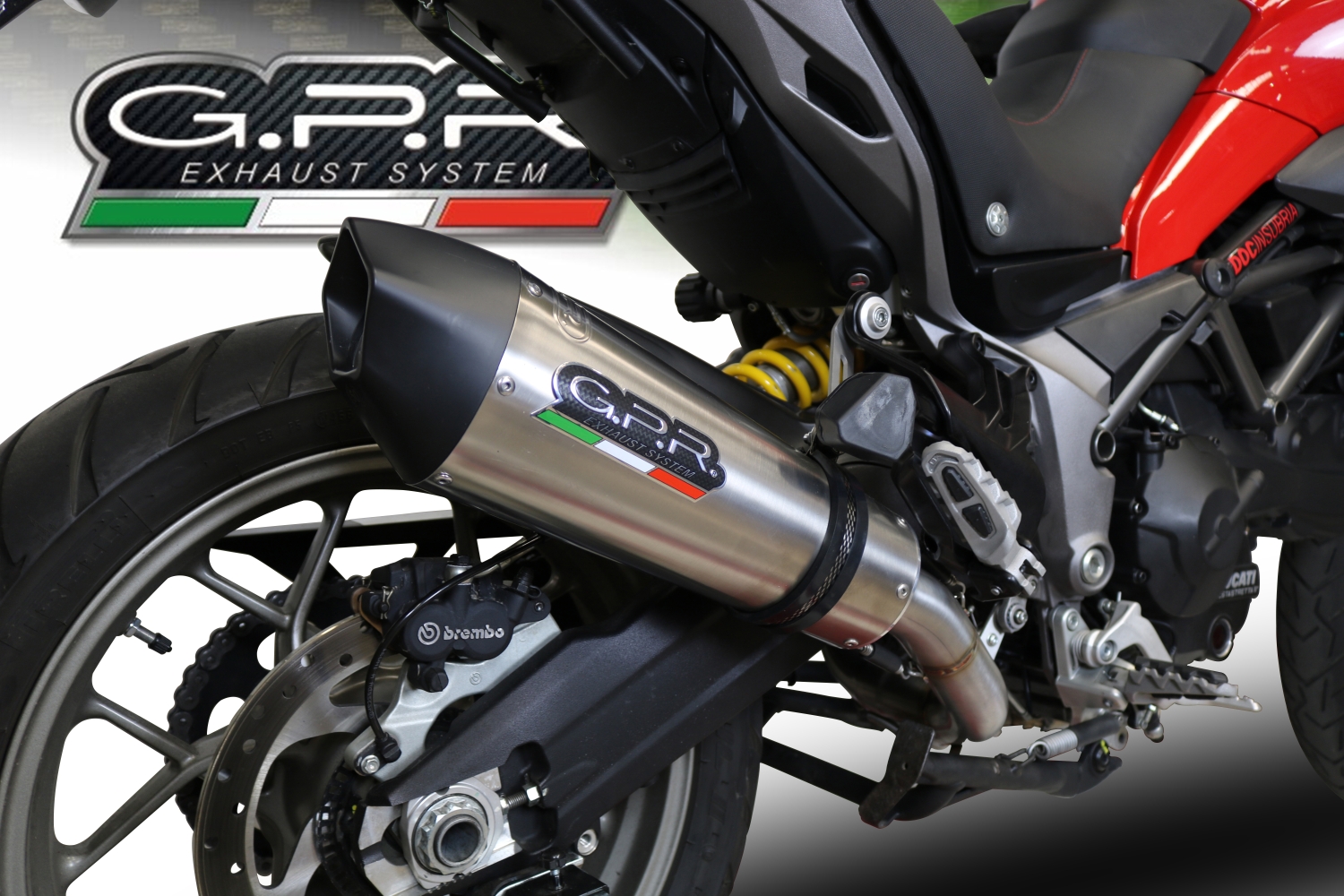 GPR exhaust compatible with  Ducati Multistrada 950 2017-2020, Gpe Ann. Titanium, Mid-Full system exhaust including removable db killer 