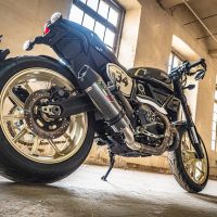 GPR exhaust compatible with  Ducati Scrambler 803 2017-2020, Gpe Ann. Poppy, Slip-on exhaust including link pipe and removable db killer 