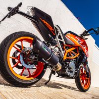 GPR exhaust compatible with  Ktm 390 DUKE 2013-2016, Furore Nero, Slip-on exhaust including removable db killer and link pipe 