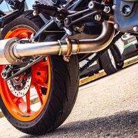 GPR exhaust compatible with  Ktm RC 390 2017-2020, Furore Evo4 Nero, Slip-on exhaust including removable db killer and link pipe 