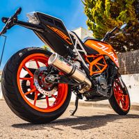 GPR exhaust compatible with  Ktm 125 Duke 2017-2020, M3 Titanium Natural, Slip-on exhaust including removable db killer and link pipe 