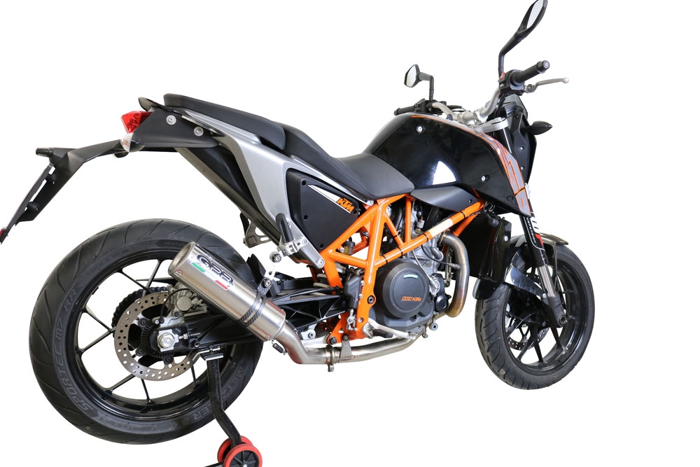 GPR exhaust compatible with  Ktm 690 Duke 2012-2016, M3 Titanium Natural, Slip-on exhaust including removable db killer and link pipe 