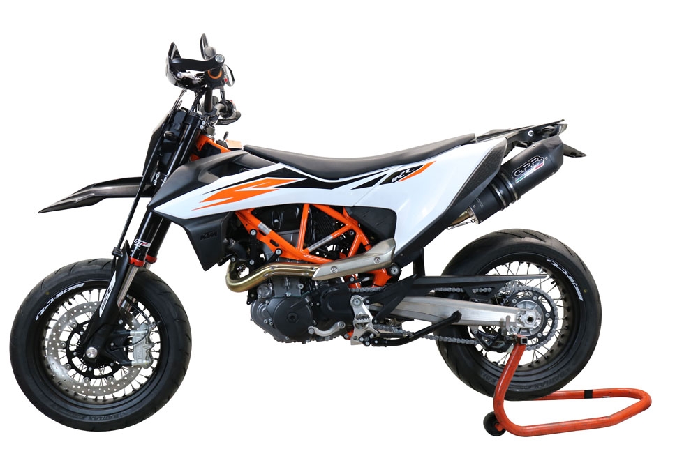 GPR exhaust compatible with  Ktm 690 Enduro R  2021-2023, Furore Evo4 Nero, Slip-on exhaust including link pipe and removable db killer 