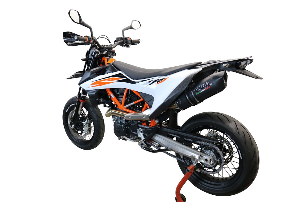 GPR exhaust compatible with  Ktm 690 Enduro R  2019-2020, Furore Evo4 Nero, Slip-on exhaust including link pipe and removable db killer 