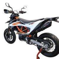 GPR exhaust compatible with  Ktm Smc 690 R  2019-2020, Furore Evo4 Nero, Slip-on exhaust including link pipe and removable db killer 