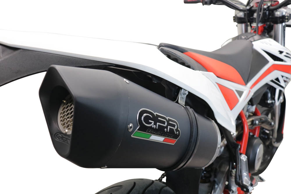 GPR exhaust compatible with  Beta RR 125 4T Motard 2019-2020, Furore Evo4 Nero, Slip-on exhaust including link pipe and removable db killer 