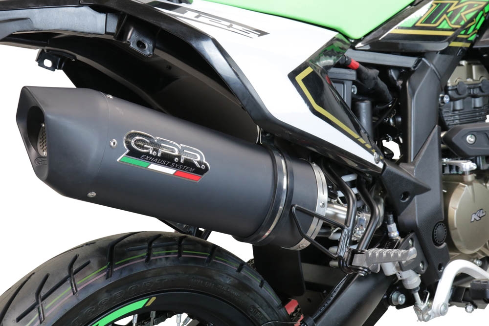 GPR exhaust compatible with  KL MOTOR KXE 125 2022-2023, Furore Evo4 Nero, Slip-on exhaust including link pipe and removable db killer 