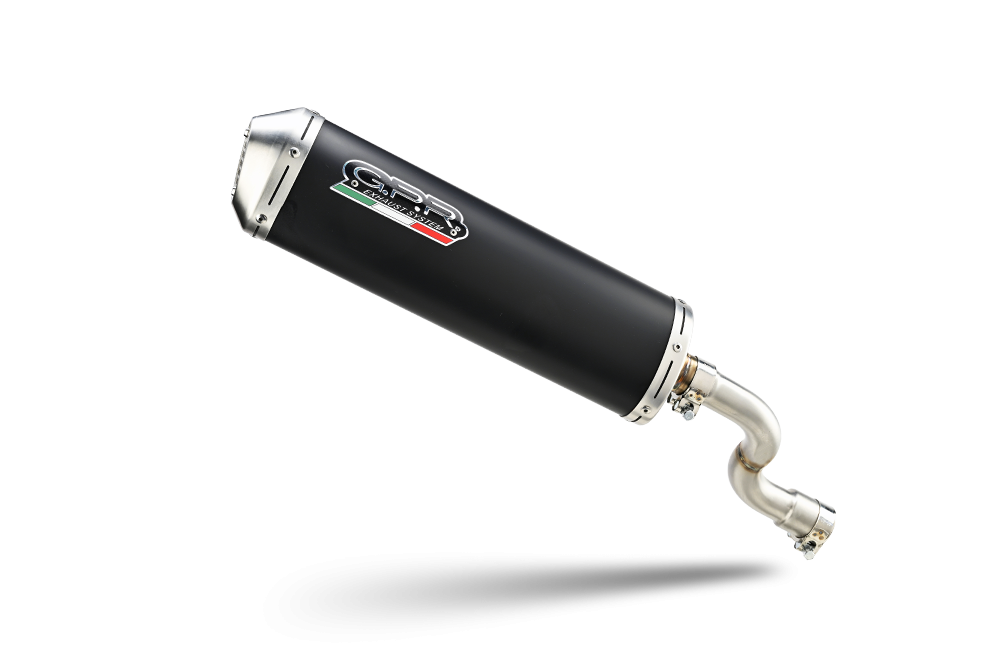 Exhaust system compatible with Kymco Xciting 400 2021-2022, Evo4 Road, Homologated legal full system exhaust, including removable db killer and catalyst 