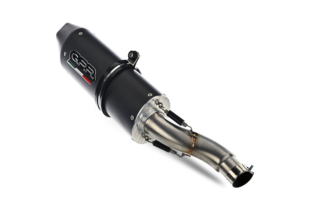 GPR exhaust compatible with  Bmw R1200GS - Adventure 2004-2009, Furore Nero, Slip-on exhaust including removable db killer and link pipe 