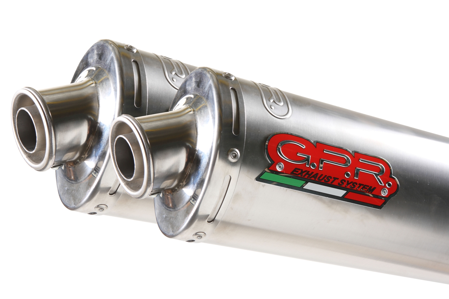 GPR exhaust compatible with  Honda Fmx 650 2005-2008, Inox Tondo, Dual slip-on including removable db killers and link pipes 