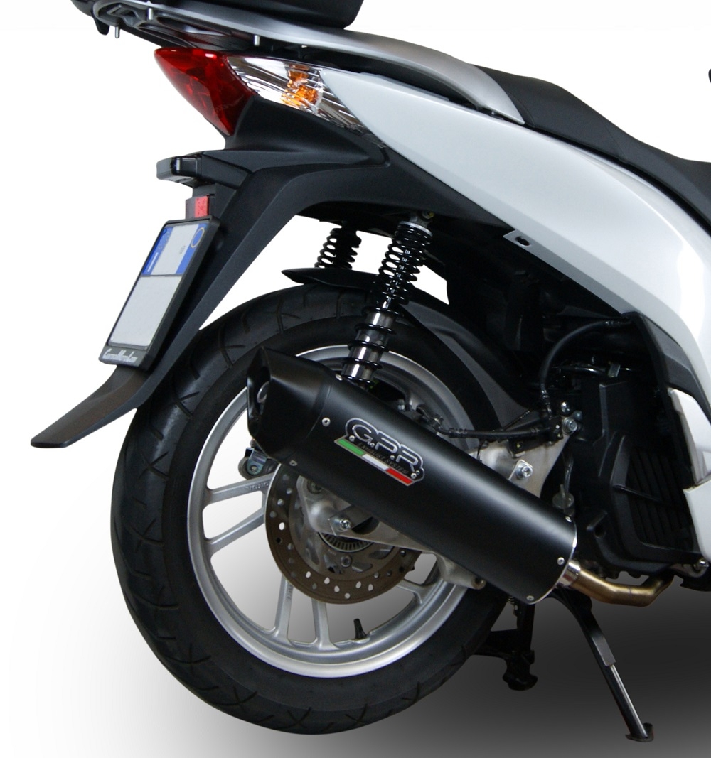 GPR exhaust compatible with  Honda Dylan 150 2000-2006, Furore Nero, Full system exhaust, including removable db killer  