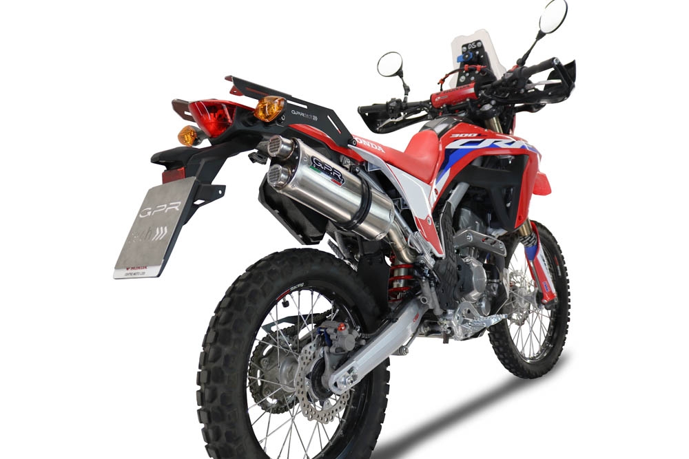 GPR exhaust compatible with  Honda Crf 300L / Rally 2021-2024, Dual Inox, Slip-on exhaust including removable db killer, link pipe and catalyst 