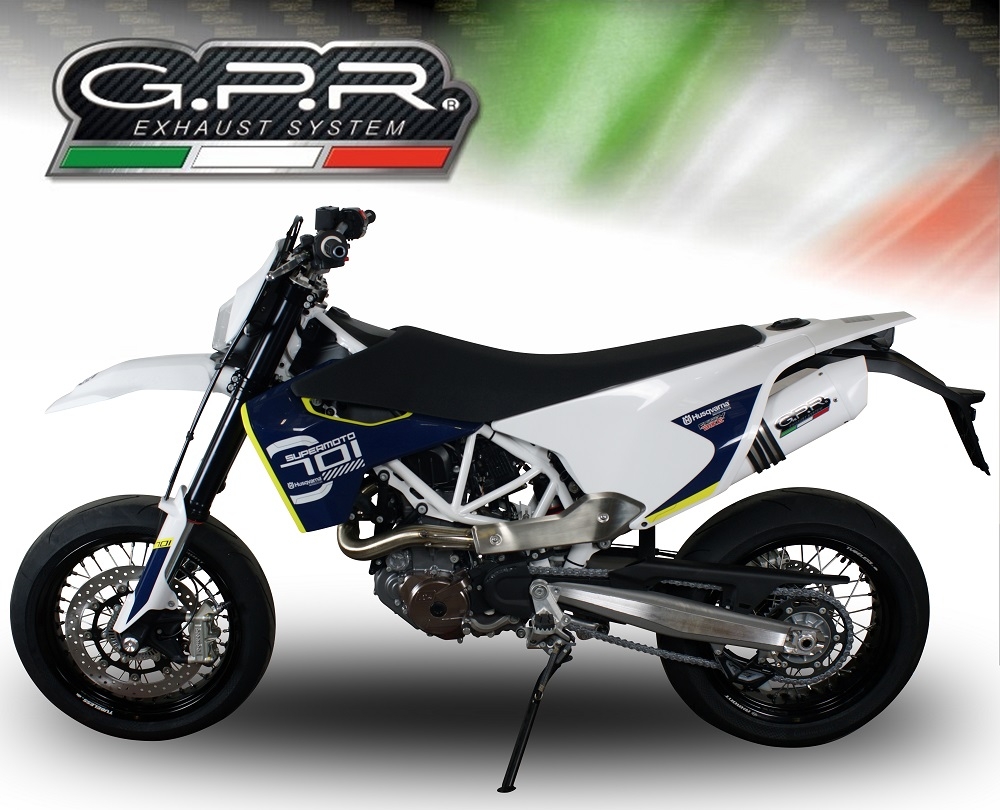 GPR exhaust compatible with  Husqvarna Enduro 701 2017-2020, Albus Evo4, Slip-on exhaust including link pipe and removable db killer 