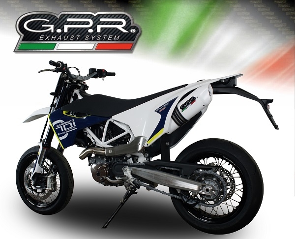 GPR exhaust compatible with  Husqvarna Supermoto 701 2017-2020, Albus Evo4, Slip-on exhaust including link pipe and removable db killer 