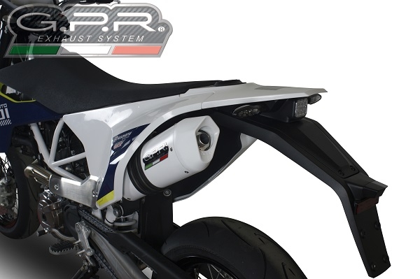 GPR exhaust compatible with  Husqvarna Supermoto 701  2021-2023, Albus Evo4, Slip-on exhaust including link pipe and removable db killer 