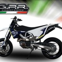 GPR exhaust compatible with  Husqvarna Enduro 701 2017-2020, Furore Evo4 Nero, Slip-on exhaust including link pipe and removable db killer 